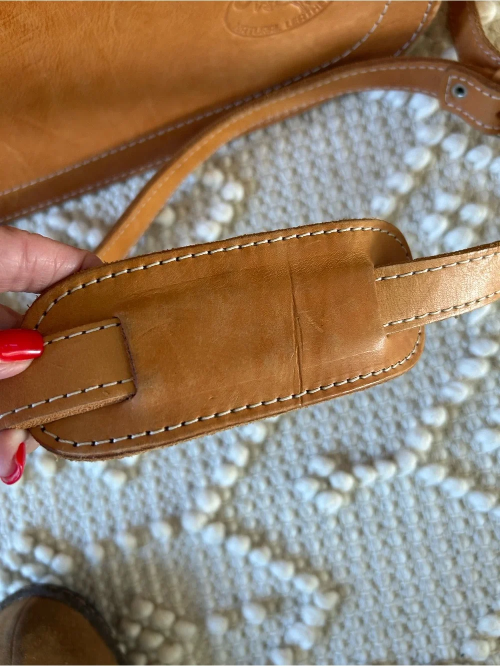 Chaco Tan Leather Messenger Bag with Adjustable Detachable Strap